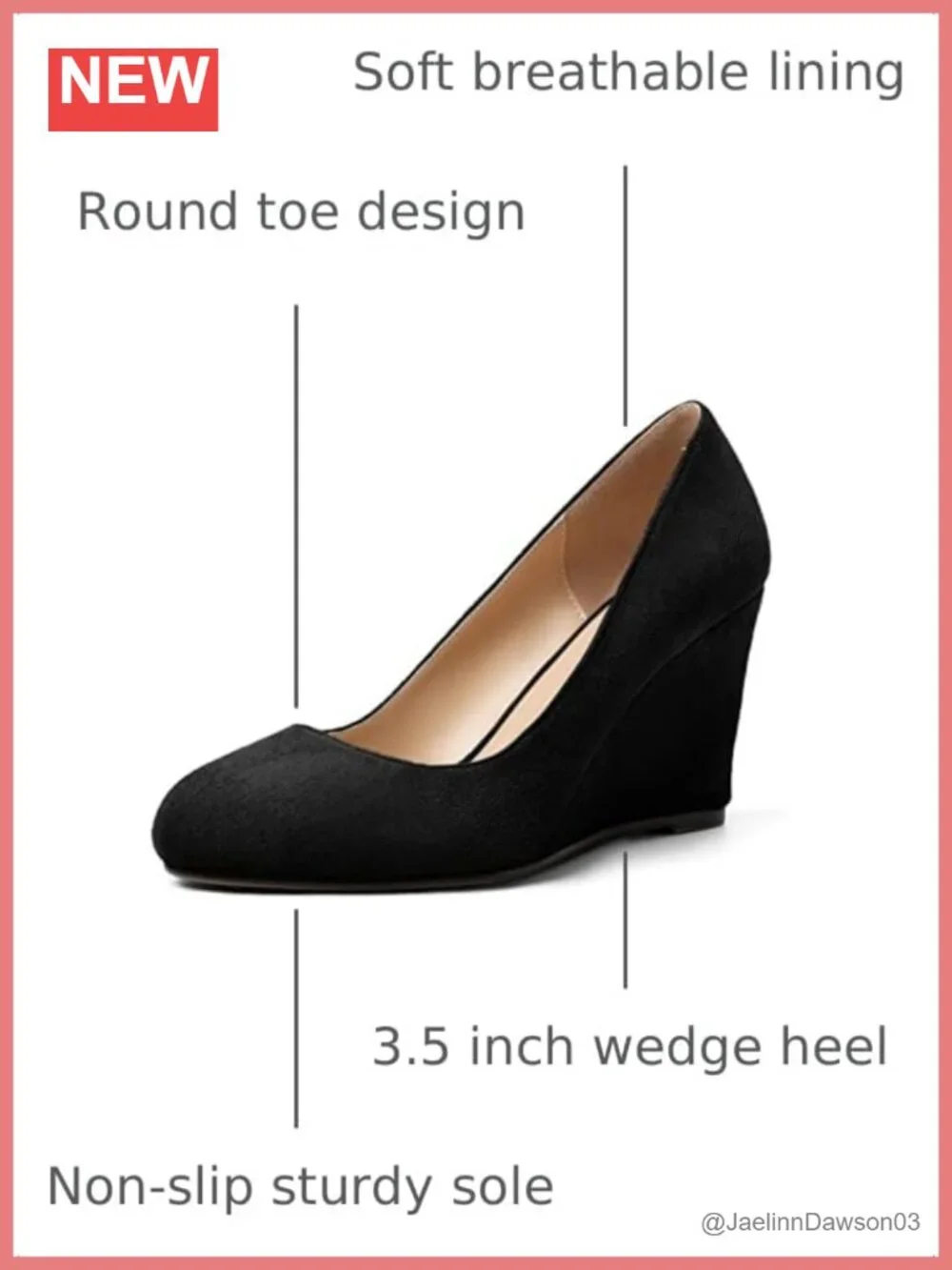 Women's Suede Wedge Pumps Slip On 3.5 Inch Heels for Work Party Wedding